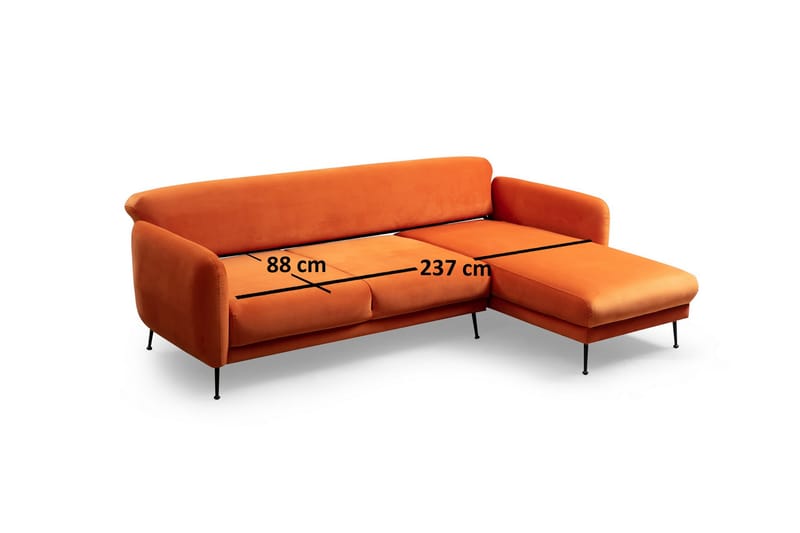 Crivaro Sovesofa med Divan Høyre - Oransje - Sovesofaer - Sovesofa divan