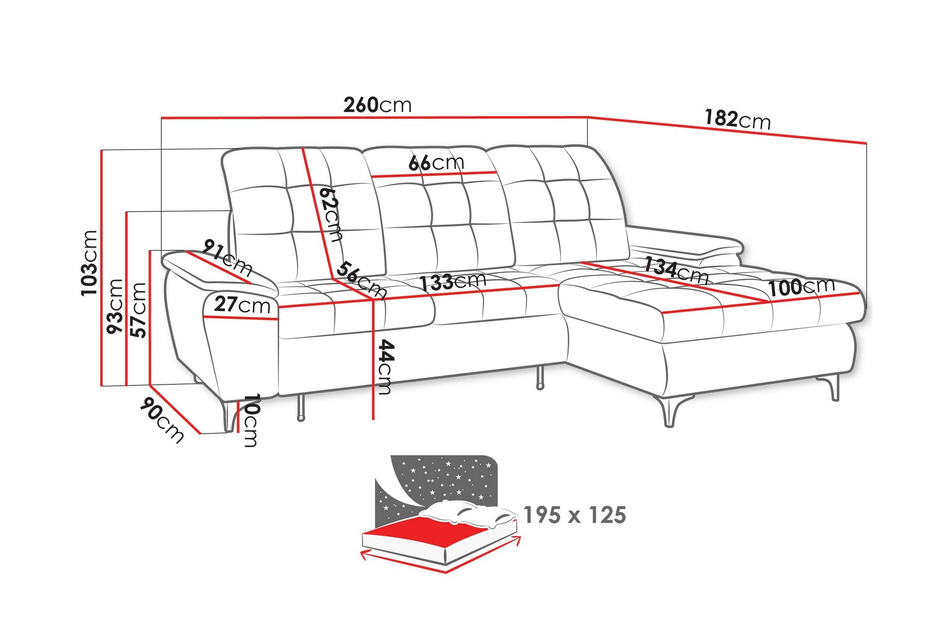 Crystalina Sovesofa med Sjeselong 3-seter - Beige - Møbler - Sofaer - Sovesofaer
