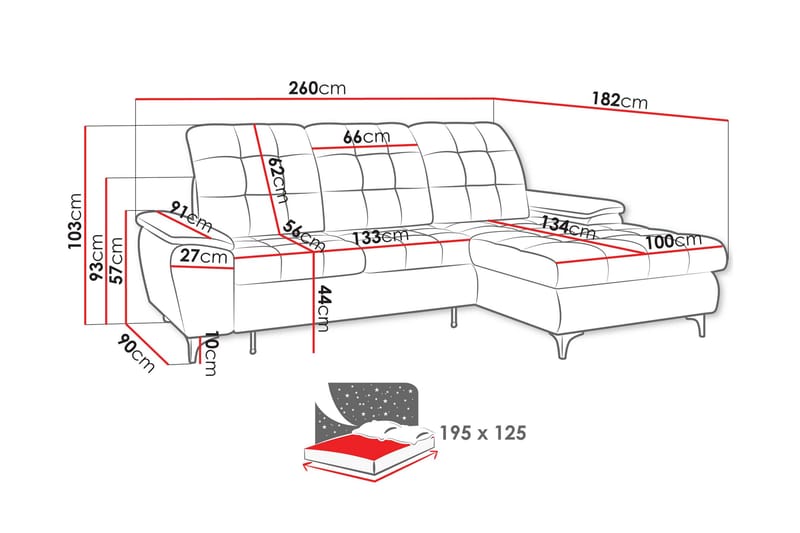 Crystalina Sovesofa med Sjeselong 3-seter - Beige - Møbler - Sofaer - Sovesofaer
