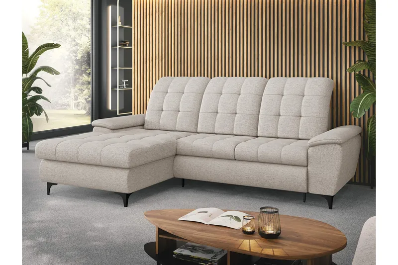 Crystalina Sovesofa med Sjeselong 3-seter - Beige - Møbler - Sofaer - Sovesofaer