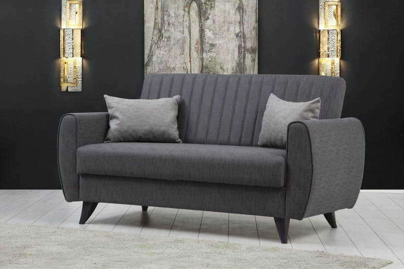 Dalima 2-seter Sovesofa 55x125 cm med Oppbevaring i Lin - Antrasitt - Møbler - Sofaer - Sovesofaer