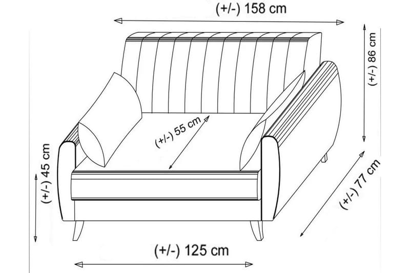 Dalima 2-seter Sovesofa 55x125 cm med Oppbevaring i Lin - Antrasitt - Møbler - Sofaer - Sovesofaer