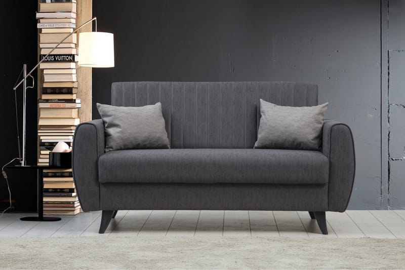 Dalima 2-seter Sovesofa 55x125 cm med Oppbevaring i Lin - Antrasitt - Møbler - Sofaer - Sovesofaer