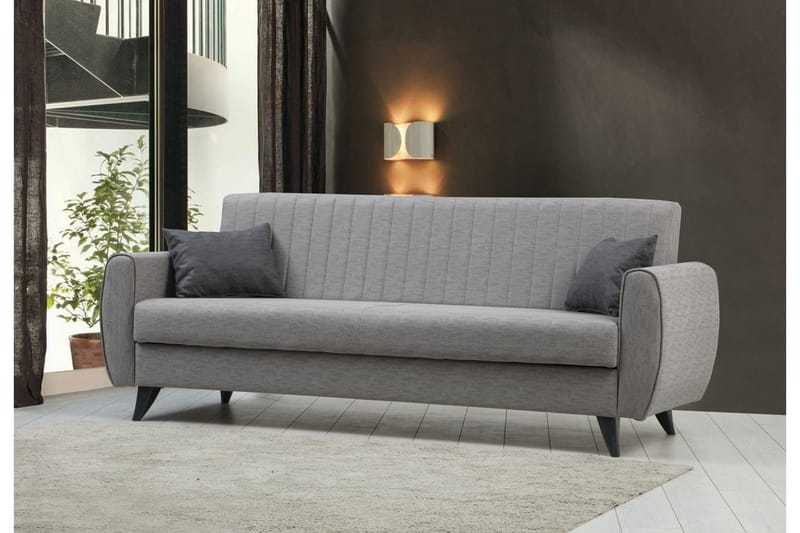 Dalima 3-seter Sovesofa 55x183 cm med Oppbevaring i Stoff - Grå - Møbler - Sofaer - Sovesofaer