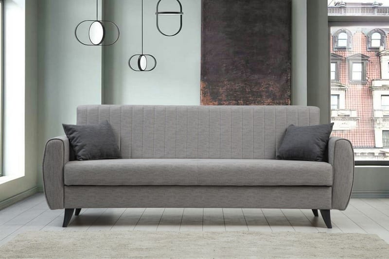 Dalima 3-seter Sovesofa 55x183 cm med Oppbevaring i Stoff - Grå - Møbler - Sofaer - Sovesofaer