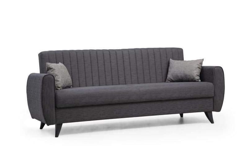 Dalima 3-seters Sovesofa 55x183 cm med Oppbevaring i Stoff - Antrasitt - Møbler - Sofaer - Sovesofaer