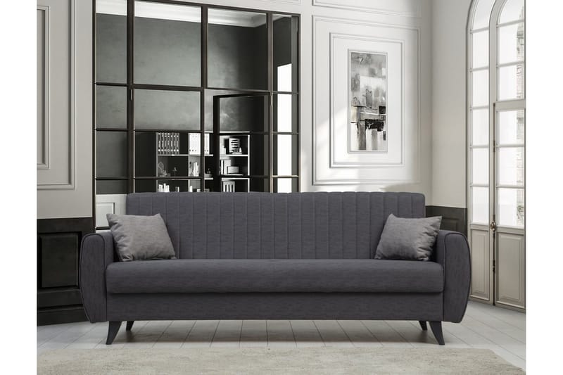 Dalima 3-seters Sovesofa 55x183 cm med Oppbevaring i Stoff - Antrasitt - Møbler - Sofaer - Sovesofaer