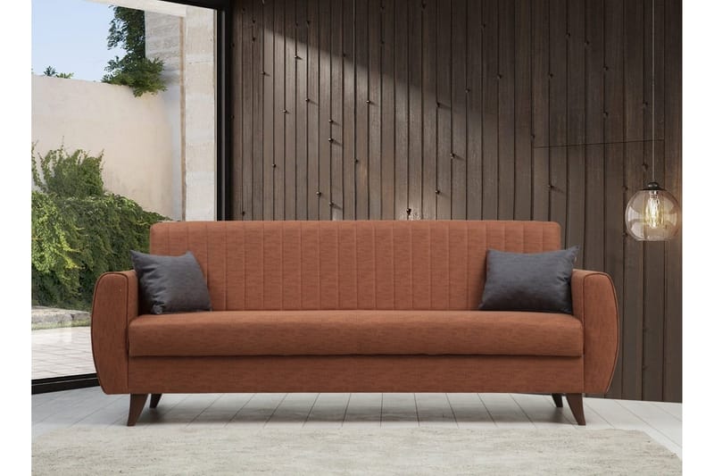 Dalima 3-seters Sovesofa 55x183 cm med Oppbevaring i Stoff - Terrakotta - Møbler - Sofaer - Sovesofaer