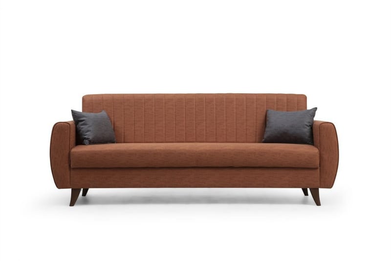 Dalima 3-seters Sovesofa 55x183 cm med Oppbevaring i Stoff, Terrakotta