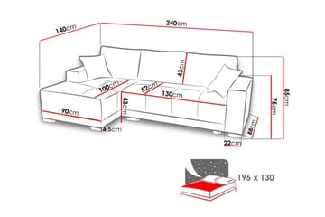 Dallas Divansovesofa 240x140x80 cm - Møbler - Sofaer - Sovesofaer