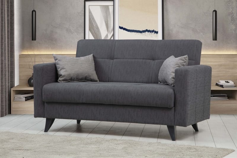 Darcia 2-seter Sovesofa 55x125 cm med Oppbevaring i Stoff - Antrasitt - Møbler - Sofaer - Sovesofaer