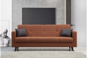 Darcia 3-seter Sovesofa 55x183 cm med Oppbevaring i Lin - Terrakotta - Møbler - Sofaer - Sovesofaer
