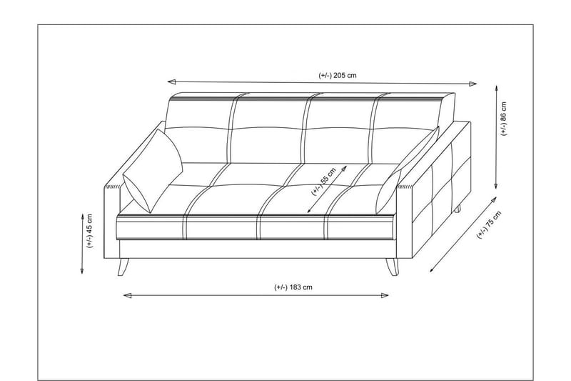 Darcia 3-seter Sovesofa 55x183 cm med Oppbevaring i Lin - Terrakotta - Møbler - Sofaer - Sovesofaer