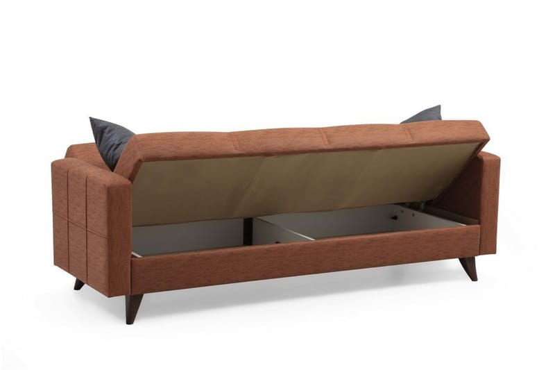 Darcia 3-seter Sovesofa 55x183 cm med Oppbevaring i Lin - Terrakotta - Møbler - Sofaer - Sovesofaer
