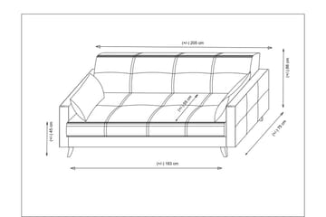 Darcia 3-seters Sovesofa 55x183 cm med Oppbevaring i Stoff - Grå - Møbler - Sofaer - Sovesofaer