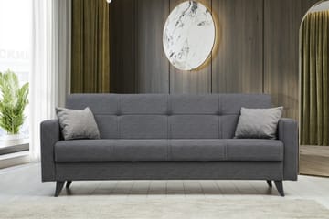 Darcia 3-seters Sovesofa 55x183 cm med Oppbevaring i Stoff - Grå - Møbler - Sofaer - Sovesofaer