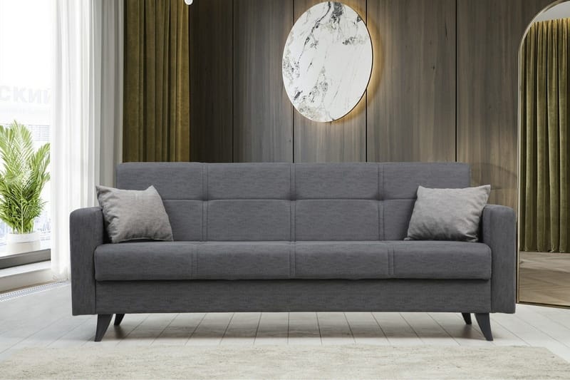 Darcia 3-seters Sovesofa 55x183 cm med Oppbevaring i Stoff - Grå - Møbler - Sofaer - Sovesofaer