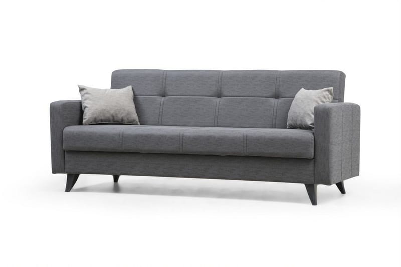 Darcia 3-seters Sovesofa 55x183 cm med Oppbevaring i Stoff - Grå - Møbler - Sofaer - Sovesofaer