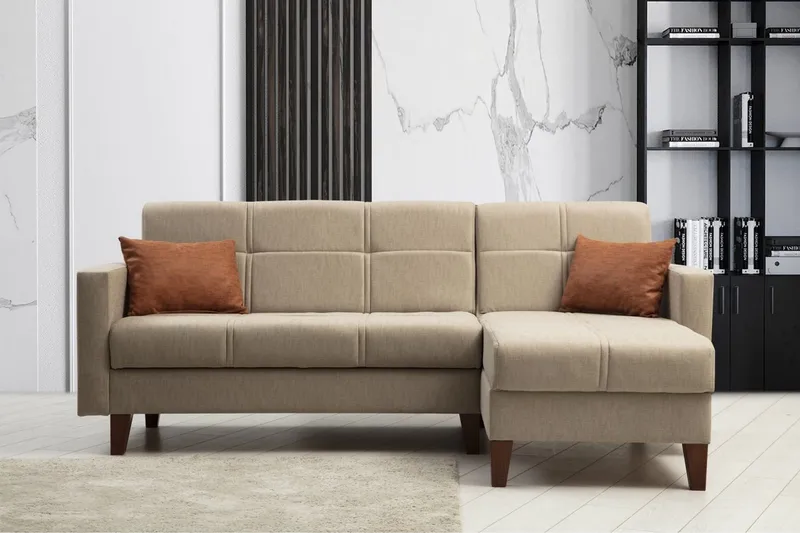 Darcia Sovesofa med Sjeselong 3-seter - Beige - Møbler - Sofaer - Sovesofaer