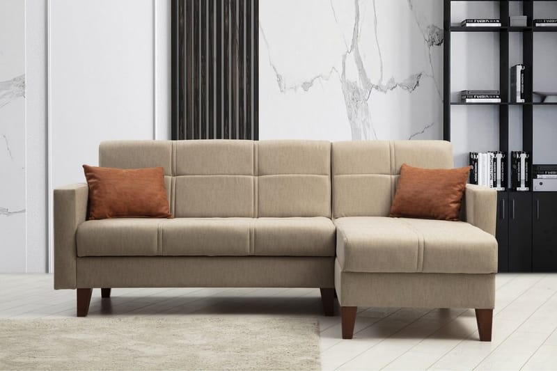 Darcia Sovesofa med Sjeselong 3-seter - Beige - Møbler - Sofaer - Sovesofaer