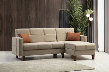Darcia Sovesofa med Sjeselong 3-seter - Beige - Møbler - Sofaer - Sovesofaer