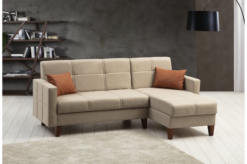 Darcia Sovesofa med Sjeselong 3-seter - Beige - Møbler - Sofaer - Sovesofaer