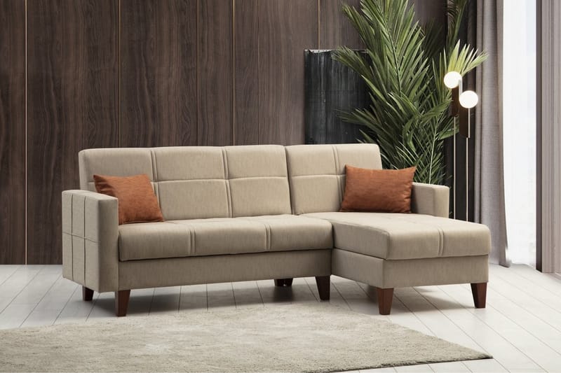 Darcia Sovesofa med Sjeselong 3-seter - Beige - Møbler - Sofaer - Sovesofaer