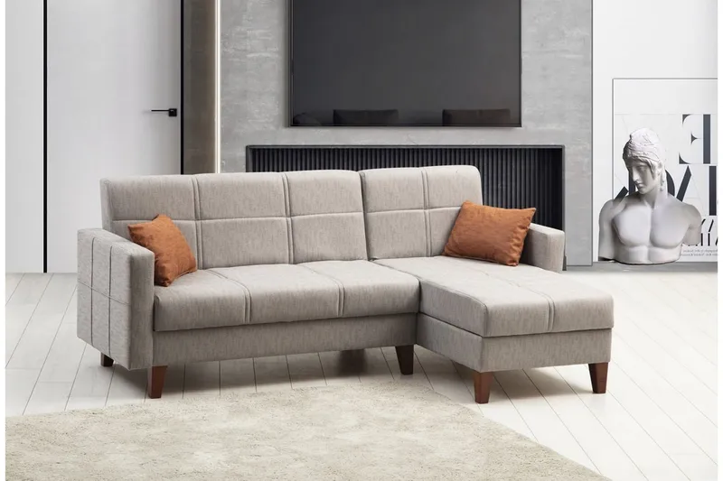 Darcia Sovesofa med Sjeselong 3-seter - Lys grå - Møbler - Sofaer - Sovesofaer