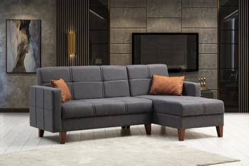 Darcia Sovesofa med Sjeselong 3-seter - Mørkegrå - Møbler - Sofaer - Sovesofaer