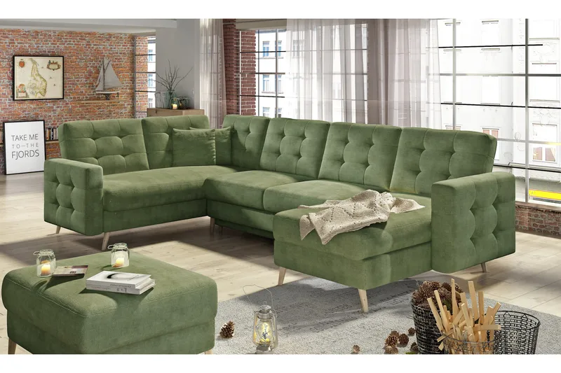 Deadra Sovesofa med Dobbeldivan, Grønn