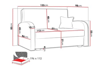 Denegal 2-seter Fremoveråpnende Sovesofa 112x196 cm med Oppbevaring i Fløyel - Beige - Møbler - Sofaer - Sovesofaer