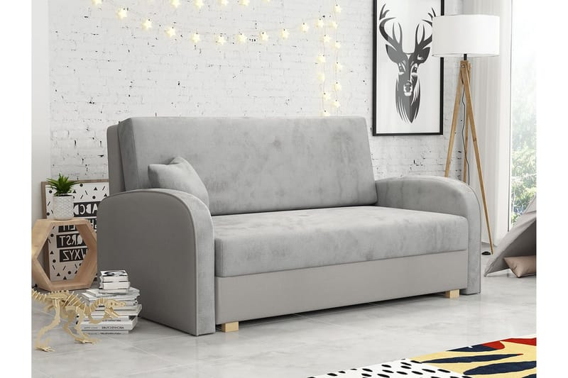 Denegal 2-seter Fremoveråpnende Sovesofa 132x196 cm med Oppbevaring i Fløyel - Grå - Møbler - Sofaer - Sovesofaer
