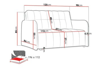 Denegal 2-seter Uttrekkbar Sovesofa 112x192 cm med Oppbevaring i Stoff - Konjakk - Møbler - Sofaer - Sovesofaer