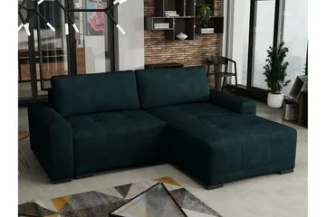 Denegal 2-seter Venstrevendt Sovesofa med Oppbevaring 130x190 cm i Fløyel - Grønn - Møbler - Sofaer - Sovesofaer