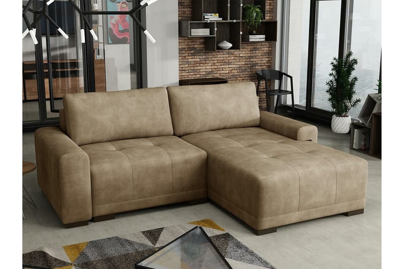Denegal 2-seters Hjørnesovesofa - Brun - Møbler - Sofaer - Sovesofaer