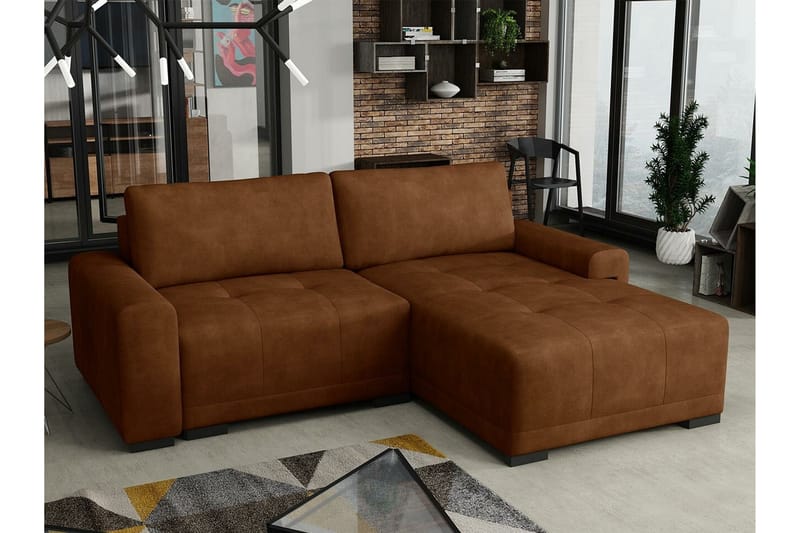 Denegal 2-seters Hjørnesovesofa - Brun - Møbler - Sofaer - Sovesofaer
