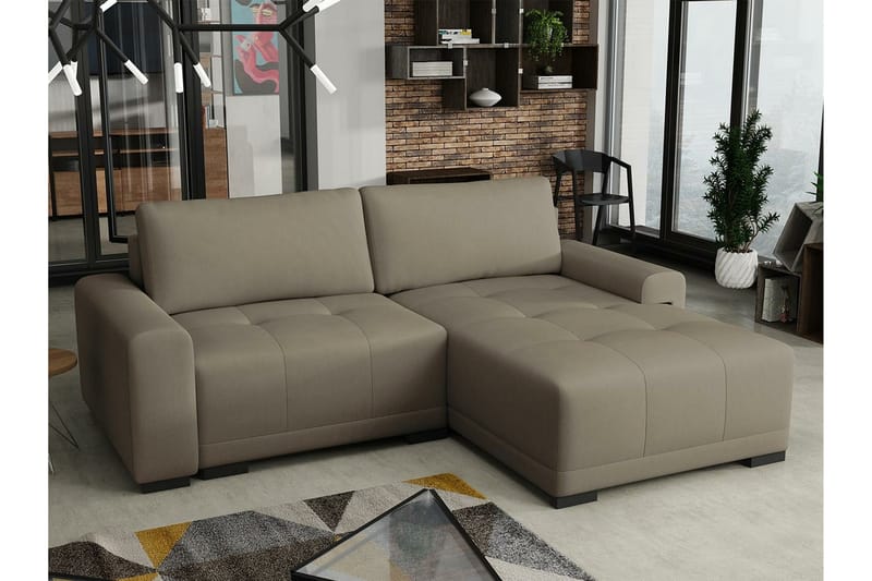 Denegal 2-seters Hjørnesovesofa - Brun - Møbler - Sofaer - Sovesofaer