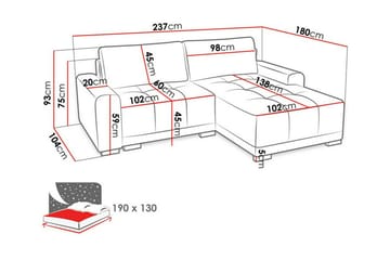 Denegal 2-seters Hjørnesovesofa - Mørkeblå - Møbler - Sofaer - Sovesofaer