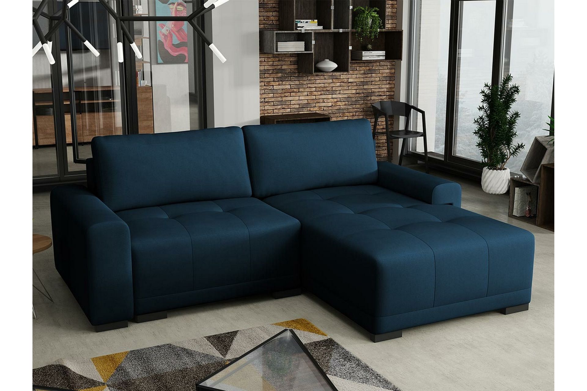 Denegal 2-seters Hjørnesovesofa - Mørkeblå - Møbler - Sofaer - Sovesofaer