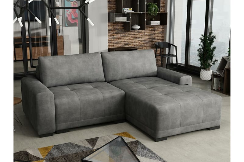 Denegal 2-seters Hjørnesovesofa - Mørkegrå - Møbler - Sofaer - Sovesofaer