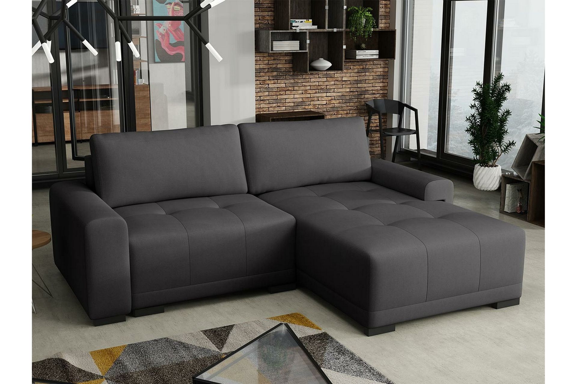 Denegal 2-seters Hjørnesovesofa - Mørkegrå - Møbler - Sofaer - Sovesofaer