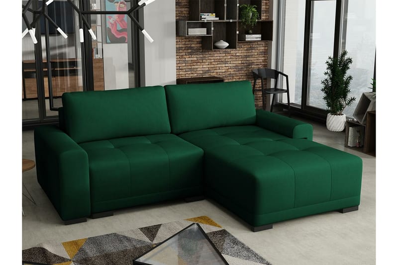 Denegal 2-seters Hjørnesovesofa - Mørkegrønn - Møbler - Sofaer - Sovesofaer