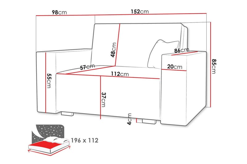 Denegal 2-seters Sovesofa - Beige - Sovesofaer - 2 seters sovesofa