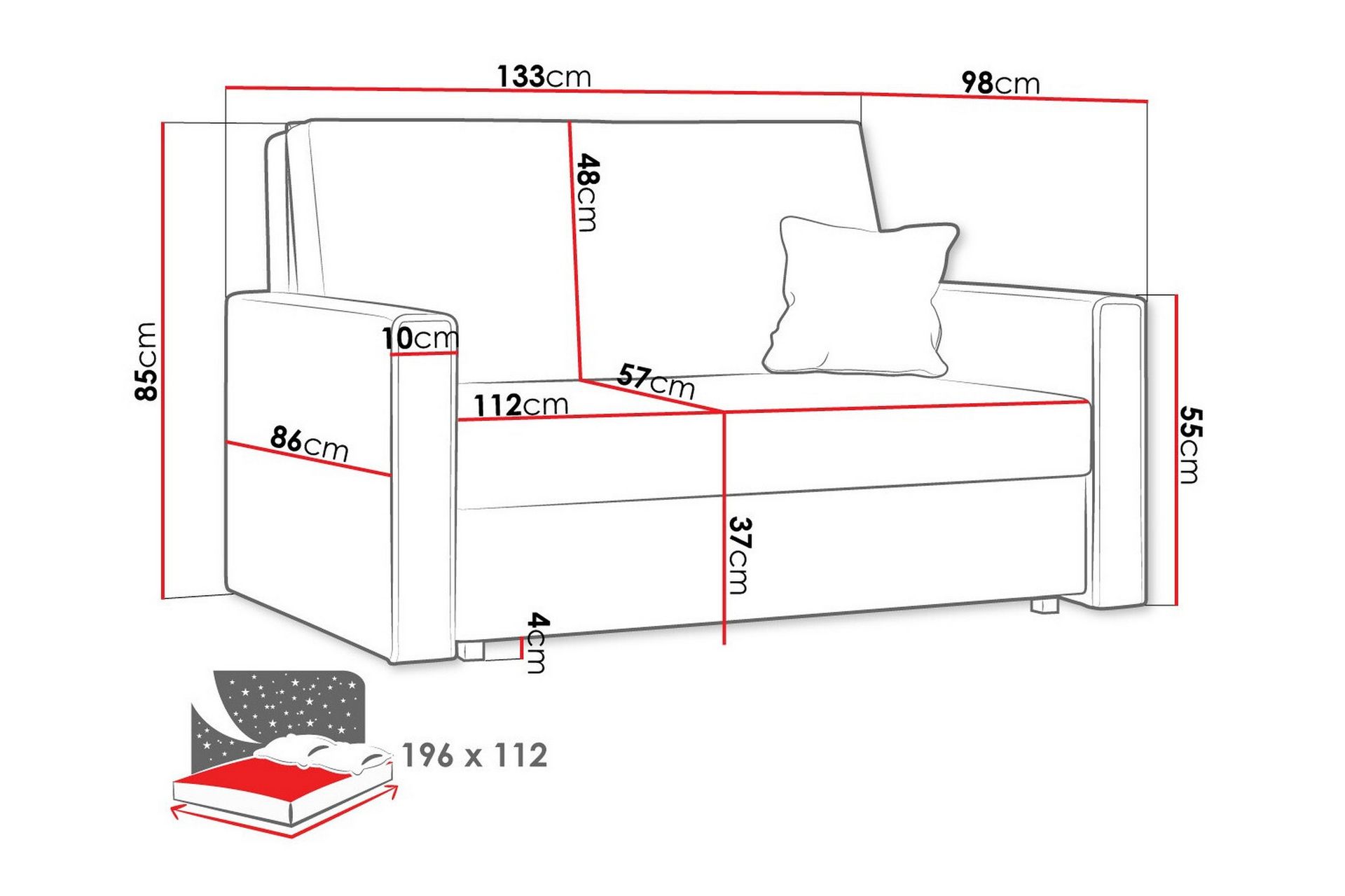 Denegal 2-seters Sovesofa - Beige - Møbler - Sofaer - Sovesofaer
