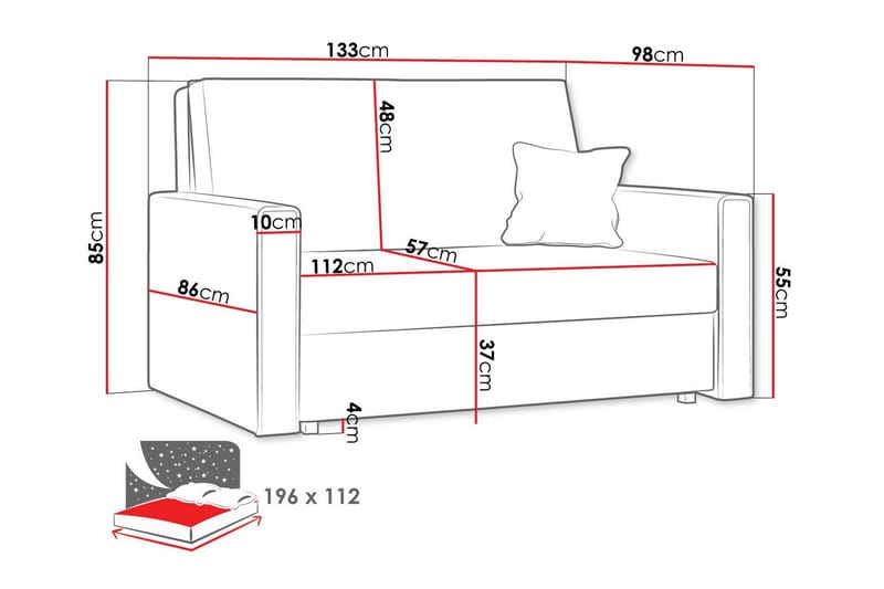 Denegal 2-seters Sovesofa - Beige - Sovesofaer - 2 seters sovesofa