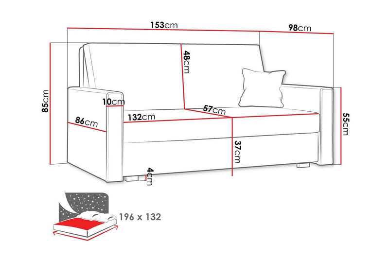 Denegal 2-seters Sovesofa - Beige - Møbler - Sofaer - Sovesofaer