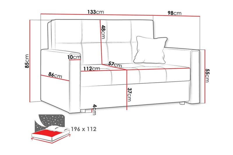 Denegal 2-seters Sovesofa - Beige - Møbler - Sofaer - Sovesofaer