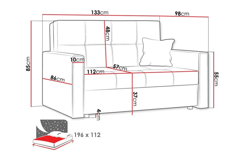 Denegal 2-seters Sovesofa - Beige - Sovesofaer - 2 seters sovesofa