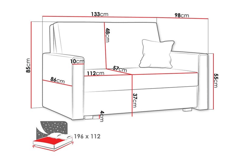 Denegal 2-seters Sovesofa - Beige/Lys Beige - Sovesofaer - 2 seters sovesofa