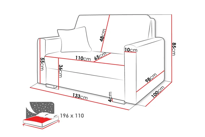 Denegal 2-seters Sovesofa - Beige/Lys Beige - Møbler - Sofaer - Sovesofaer